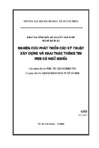 Nghiên cứu phát triển các kỹ thuật xây dựng và khai thác thông tin web có ngữ nghĩa