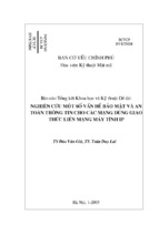 Nghiên cứu một số vấn đề bảo mật và an toàn thông tin cho các mạng dùng giao thức liên mạng máy tính ip