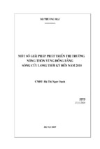 Một số giải pháp phát triển thị trường nông thôn vùng đồng bằng sông cửu long thời kỳ đến năm 2020