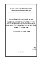Nghiên cứu các biện pháp kỹ thuật tổng hợp để phát triển cây ăn quả ôn đới (mận, hồng, đào) chất lượng cao ở các tỉnh miền núi phía bắc (2004 2006)
