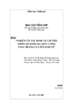 Nghiên cứu xác định các chỉ tiêu thống kê đánh giá chất lượng tăng trưởng của nền kinh tế