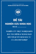 Nghiên cứu thực nghiệm đòn bẩy và nợ đáo hạn đối với quyết định đầu tư của doanh nghiệp