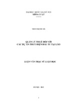 Luận văn luật quản lý thuế đối với các dự án thuỷ điện đầu tư tại lào luận văn ths luật