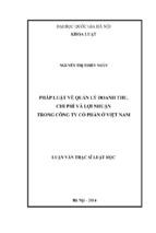 Pháp luật về quản lý doanh thu, chi phí và lợi nhuận trong công ty cổ phần ở việt nam luận văn ths luật