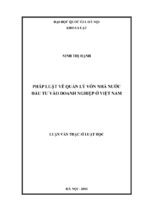 Pháp luật về quản lý vốn nhà nƣớc đầu tƣ vào doanh nghiệp ở việt nam luận văn ths luật
