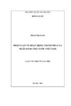 Pháp luật về hoạt động thanh tra của ngân hàng nhà nƣớc việt nam