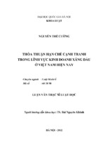 Thỏa thuận hạn chế cạnh tranh trong lĩnh vực kinh doanh xăng dầu ở việt nam hiện nay luận văn ths luật