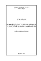 Pháp luật về quản lý chất thải nguy hại và thực tiễn áp dụng trên địa bàn hà nội luận văn ths luật