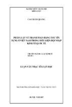 Pháp luật về thanh toán bằng thư tín dụng ở việt nam trong điều kiện hội nhập kinh tế quốc tế luận văn ths luật