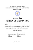 Nghiên cứu công nghệ thủy nhiệt để xử lý phế phụ phẩm thủy sản nhằm sản xuất thức ăn gia súc