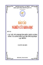 Các yếu tố ảnh hưởng đến chất lượng sống của sinh viên tại trường đại học lạc hồng