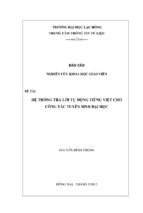 Hệ thống trả lời tự động tiếng việt cho công tác tuyển sinh đại học