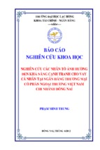 Nghiên cứu các nhân tố ảnh hưởng đến khả năng cạnh tranh cho vay cá nhân tại ngân hàng thương mại cổ phần ngoại thương việt nam chi nhánh đồng nai