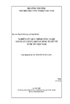 Nghiên cứu quy trình công nghệ sản xuất chất làm tan băng tuyết từ nước ót việt nam