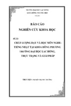 Chất lượng dạy và học môn nghe   tiếng nhật tại khoa đông phương trường đại học lạc hồng, thực trạng và giải pháp