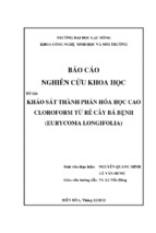 Khảo sát thành phần hoá học cao cloroform từ rễ cây bá bệnh (eurycoma longifolia)