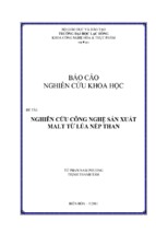 Nghiên cứu công nghệ sản xuất malt từ lúa nếp than báo cáo nghiên cứu khoa học