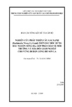 Nghiên cứu phát triển cây gai xanh trên đất dốc rừng đầu nguồn sông đà, góp phần bảo vệ môi trường và xoá đói giảm nghèo cho vùng di dân lòng hồ ở sơn la