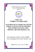 Quản trị rủi ro thanh khoản tại ngân hàng thương mại cổ phần sài gòn công thương chi nhánh đồng nai