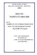 Nghiên cứu xử lý nitrat trong nước bằng vật liệu hydroxit lớp kép (mg al ldh   pvaalginat)