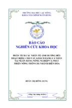 Phân tích các nhân tố ảnh hưởng đến hoạt động cho vay khách hàng cá nhân tại ngân hàng nông nghiệp và phát triển nông thôn chi nhánh biên hoà