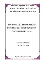 Tác động của thanh khoản đến hiệu quả hoạt động các ngân hàng thương mại việt nam