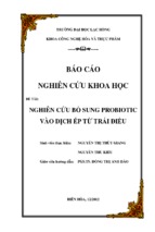 Nghiên cứu bổ sung probiotic vào dịch ép từ trái điều