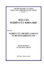 Nghiên cứu chế biến cơm sấy có bổ sung khoáng sắt