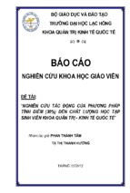 Nghiên cứu tác động của phương pháp tính điểm (30%) đến chất lượng học tập sinh viên khoa quản trị   kinh tế quốc tế