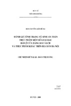 đánh giá tình trạng vệ sinh an toàn thực phẩm một số loại rau bán ở của hàng rau sạch và thực phẩm khác trên địa bàn hà nội