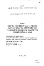 điều tra thành phần loài và phân bố chân đốt y học tại một số điểm dọc tuyến đường hồ chí minh, đoạn từ tỉnh ninh bình đến cao bằng