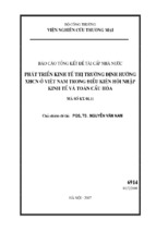 Phát triển kinh tế thị trường định hướng xã hội chủ nghĩa ở việt nam trong điều kiện hội nhập kinh tế và toàn cầu hoá