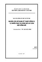 Nghiên cứu sử dụng kỹ thuật đồng vị tự nhiên phục vụ đánh giá an toàn đập đồng mô