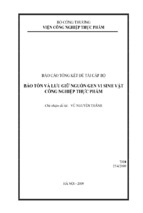 Bảo tồn và lưu giữ nguồn gen vi sinh vật công nghiệp thực phẩm