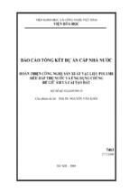Hoàn thiện công nghệ sản xuất vật liệu polyme siêu hấp thụ nước và ứng dụng chúng để giữ ẩm và cải tạo đất