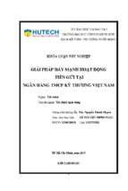 Giải pháp đẩy mạnh hoạt động tiền gửi tại ngân hàng tmcp kỹ thương việt nam