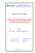 Công tác kế toán doanh thu, chi phí và xác định kết quả kinh doanh tại công ty cổ phần giầy việt