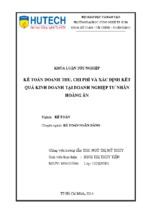 Kế toán doanh thu, chi phí và xác định kết quả kinh doanh tại doanh nghiệp tư nhân hoàng ân