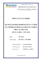 Kế toán tập hợp chi phí sản xuất và tính giái thành sản phẩm tại công ty cổ phần thức ăn thủy sản hùng vương tây nam