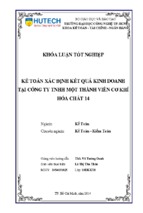 Kế toán xác định kết quả kinh doanh tại công ty tnhh một thành viên cơ khí hóa chất 14