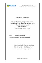 Phân tích hoạt động tín dụng tại ngân hàng thương mại cổ phần sài gòn thương tín (sacombank) chi nhánh đồng tháp