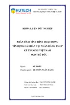 Phân tích tình hình hoạt động tính dụng cá nhân tại ngân hàng tmcp kỹ thương việt nam pgd thủ đức