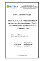 Kiểm toán tài sản cố định trong kiểm toán báo cáo tài chính tại công ty tnhh kiểm toán và tư vấn đất việt