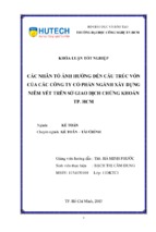 Các nhân tố ảnh hưởng đến cấu trúc vốn của các công ty cổ phần ngành xây dựng niêm yết trên sở giao dịch chứng khoán thành phố hồ chí minh