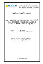 Kế toán tập hợp doanh thu, chi phí và xác định kết quả kinh doanh tại công ty tnhh tm dv du lịch lys