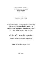 Tính toán thiết kế hệ thống lạnh cho kho bảo quản sản phẩm thủy sản đông lạnh sức chứa 500 tấn tại Công ty TNHH Minh Đăng – Sóc Trăng