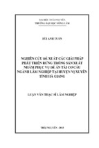 Nghiên cứu đề xuất các giải pháp phát triển rừng trồng sản xuất nhằm phục vụ đề án tái cơ cấu ngành lâm nghiệp tại huyện Vị Xuyên tỉnh Hà Giang