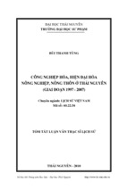 Công nghiệp hóa, hiện đại hóa nông nghiệp, nông thôn ở thái nguyên (giai đoạn 1997   2007)