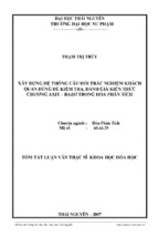 Xây dựng hệ thống câu hỏi trắc nghiệm khách quan dùng để kiểm tra, đánh giá kiến thức chương axit – bazơ trong hóa phân tích