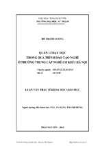 Quản lí dạy học trong quá trình đào tạo nghề ở trường trung cấp nghề cơ khí i hà nội
